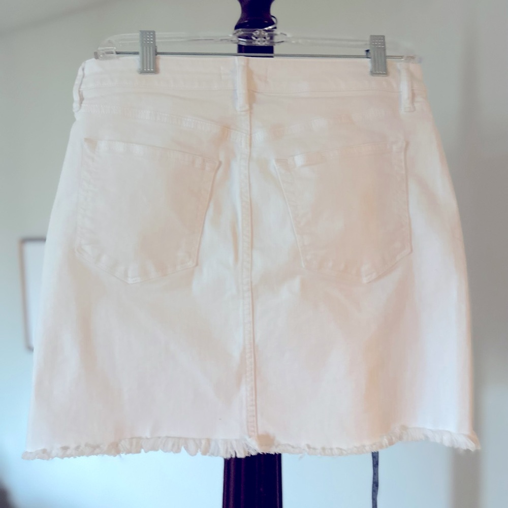 LOFT white jean mini skirt